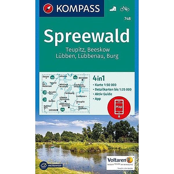 KOMPASS Wanderkarte Spreewald, Teupitz, Beeskow, Lübben, Lübbenau, Burg