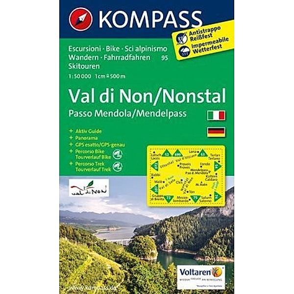 KOMPASS Wanderkarte Val di Non - Nonstal