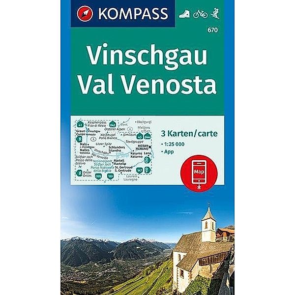 KOMPASS Wanderkarte Vinschgau, Val Venosta