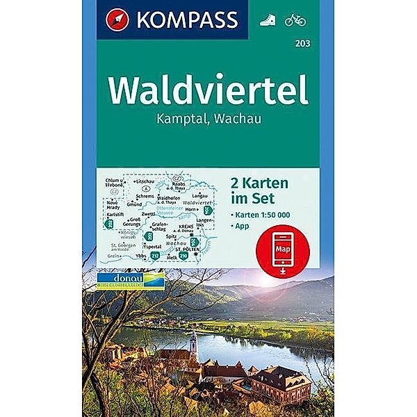 KOMPASS Wanderkarte Waldviertel, Kamptal, Wachau