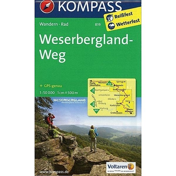 KOMPASS Wanderkarte Weserbergland-Weg