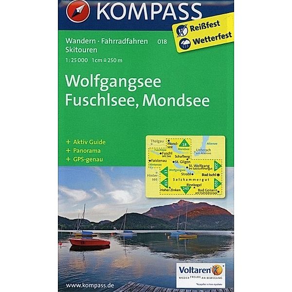KOMPASS Wanderkarte Wolfgangsee, Fuschlsee, Mondsee