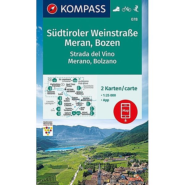 KOMPASS Wanderkarten-Set 078 Südtiroler Weinstraße, Meran, Bozen (2 Karten) 1:25.000