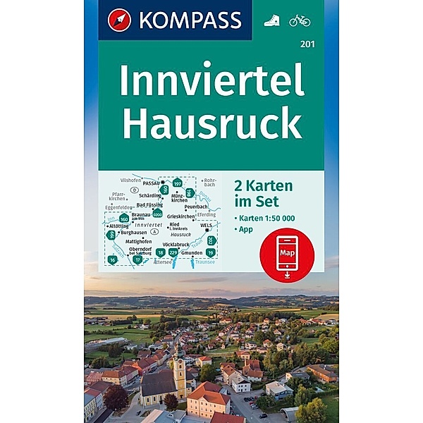 KOMPASS Wanderkarten-Set 201 Innviertel, Hausruck (2 Karten) 1:50.000