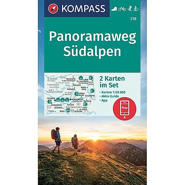 KOMPASS Wanderkarten-Set 218 Panoramaweg Südalpen (2 Karten) 1:25.000