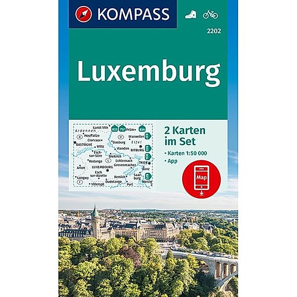 KOMPASS Wanderkarten-Set 2202 Luxemburg (2 Karten) 1:50.000