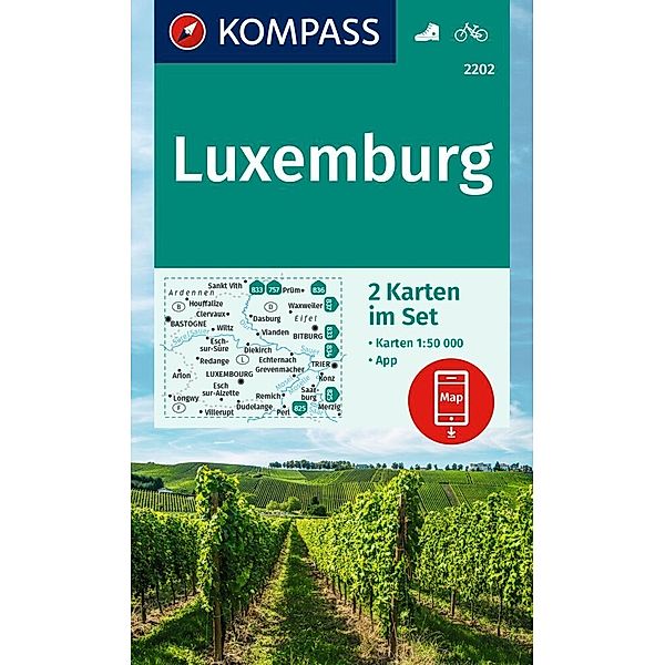 KOMPASS Wanderkarten-Set 2202 Luxemburg (2 Karten) 1:50.000