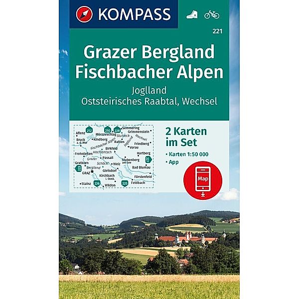 KOMPASS Wanderkarten-Set 221 Grazer Bergland, Fischbacher Alpen (2 Karten) 1:50.000