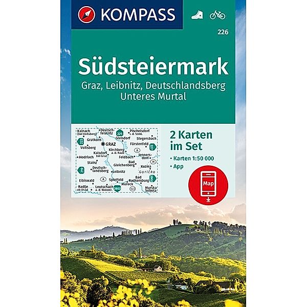 KOMPASS Wanderkarten-Set 226 Südsteiermark, Graz, Leibnitz, Deutschlandsberg, Unteres Murtal (2 Karten) 1:50.000