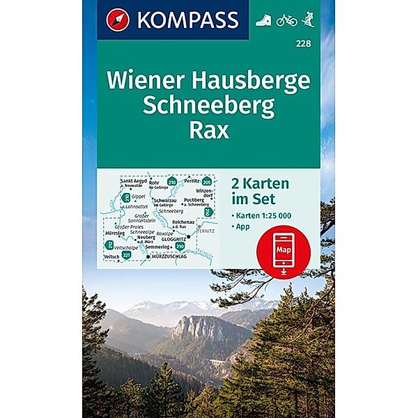 KOMPASS Wanderkarten-Set 228 Wiener Hausberge, Schneeberg, Rax (2 Karten) 1:25.000