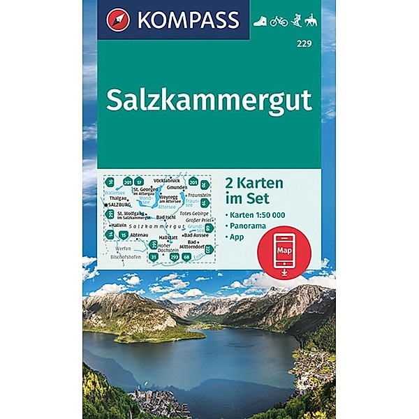 KOMPASS Wanderkarten-Set 229 Salzkammergut (2 Karten) 1:50.000