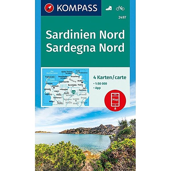 KOMPASS Wanderkarten-Set 2497 Sardinien Nord, Sardegna Nord (4 Karten) 1:50.000