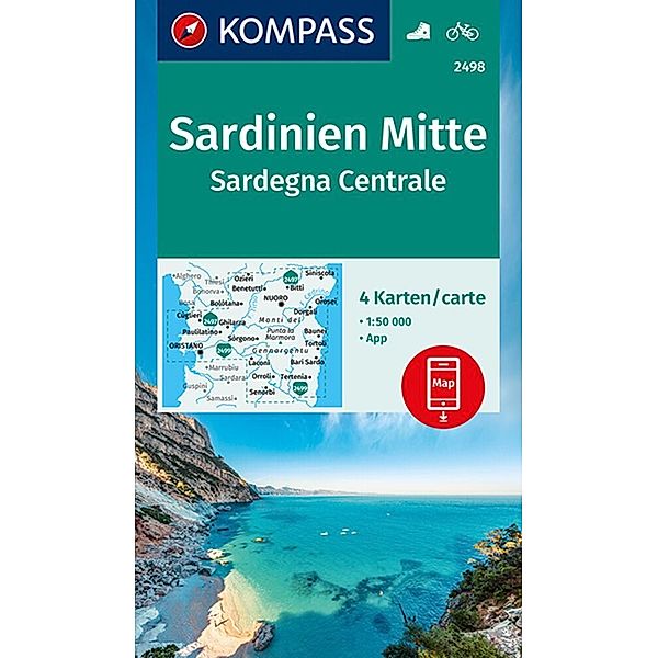 KOMPASS Wanderkarten-Set 2498 Sardinien Mitte, Sardegna Centrale (4 Karten) 1:50.000