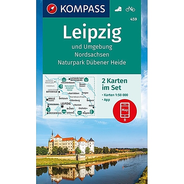 KOMPASS Wanderkarten-Set 459 Leipzig und Umgebung, Nordsachsen, Naturpark Dübener Heide (2 Karten) 1:50.000