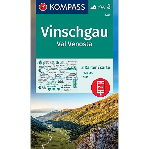 KOMPASS Wanderkarten-Set 670 Vinschgau / Val Venosta (3 Karten) 1:25.000