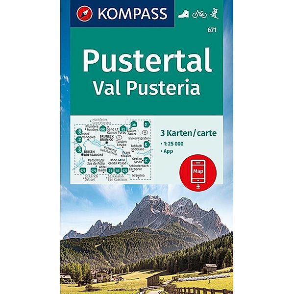 KOMPASS Wanderkarten-Set 671 Pustertal, Val Pusteria (3 Karten) 1:25.000