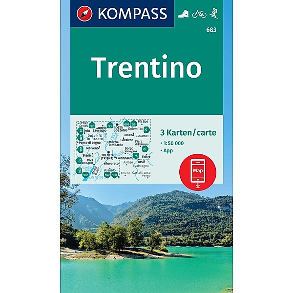 KOMPASS Wanderkarten-Set 683 Trentino (3 Karten) 1:50.000