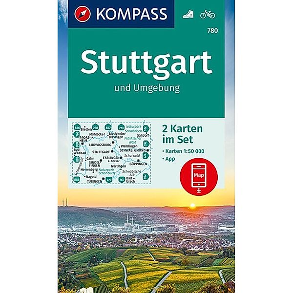 KOMPASS Wanderkarten-Set 780 Stuttgart und Umgebung (2 Karten) 1:50.000