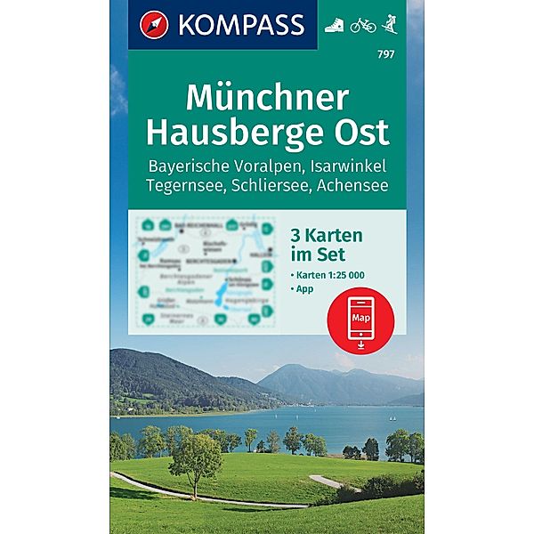 KOMPASS Wanderkarten-Set 797 Münchner Hausberge Ost, Bayerische Voralpen, Isarwinkel, Tegernsee, Schliersee, Achensee (3 Karten) 1:25.000