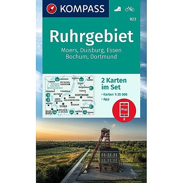 KOMPASS Wanderkarten-Set 823 Ruhrgebiet (2 Karten) 1:35.000