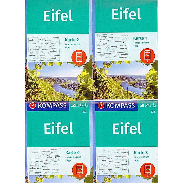 KOMPASS Wanderkarten-Set 833 Eifel 4 Karten 1:50.000 Buch versandkostenfrei  bei Weltbild.at bestellen