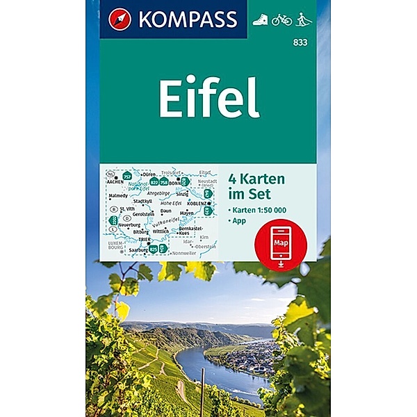 KOMPASS Wanderkarten-Set 833 Eifel (4 Karten) 1:50.000
