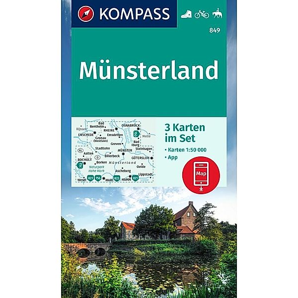 KOMPASS Wanderkarten-Set 849 Münsterland (3 Karten) 1:50.000