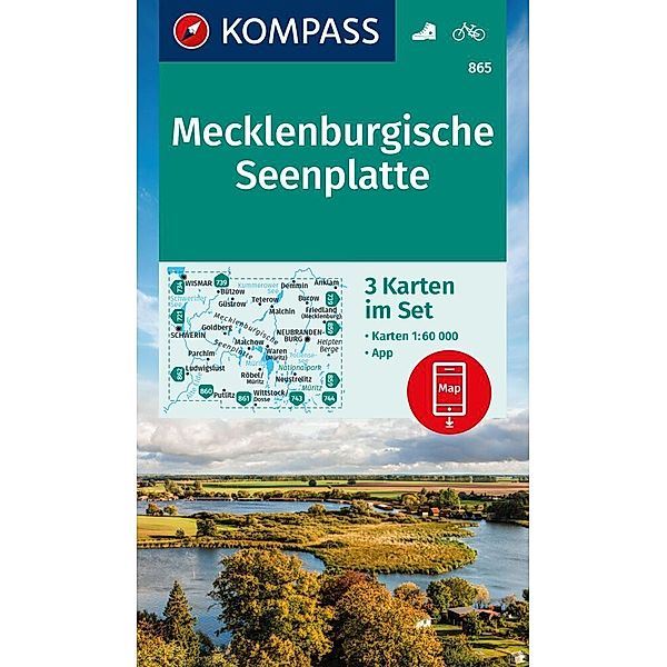 KOMPASS Wanderkarten-Set 865 Mecklenburgische Seenplatte (3 Karten) 1:60.000