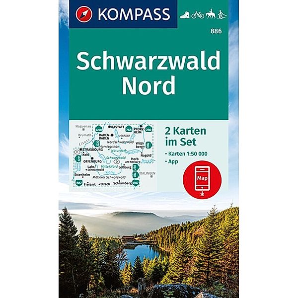 KOMPASS Wanderkarten-Set 886 Schwarzwald Nord (2 Karten) 1:50.000