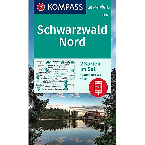 KOMPASS Wanderkarten-Set 886 Schwarzwald Nord (2 Karten) 1:50.000