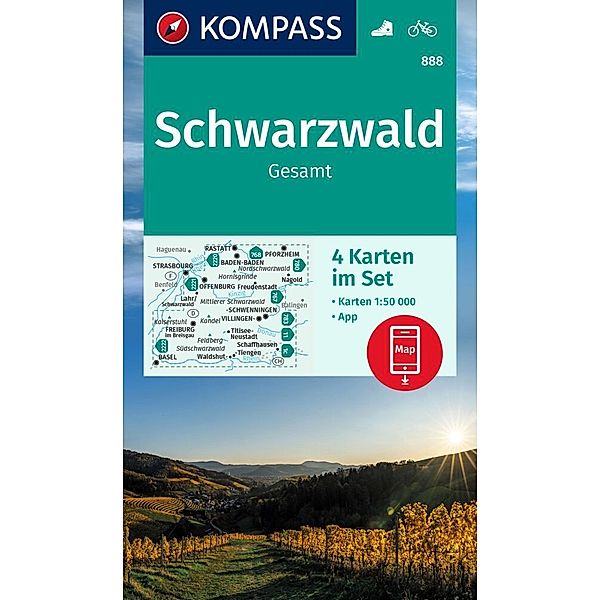 KOMPASS Wanderkarten-Set 888 Schwarzwald Gesamt (4 Karten) 1:50.000