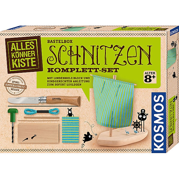 KOSMOS Komplett-Set SCHNITZEN mit Opinel-Kinderschnitzmesser