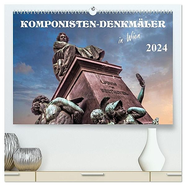 Komponisten-Denkmäler in Wien (hochwertiger Premium Wandkalender 2024 DIN A2 quer), Kunstdruck in Hochglanz, Werner Braun