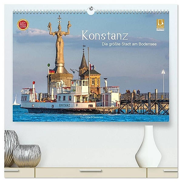 Konstanz - die größte Stadt am Bodensee (hochwertiger Premium Wandkalender 2024 DIN A2 quer), Kunstdruck in Hochglanz, Giuseppe Di Domenico