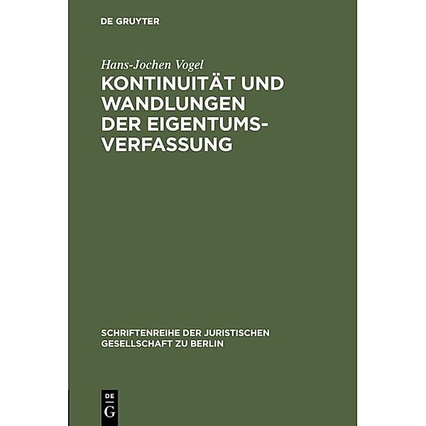 Kontinuität und Wandlungen der Eigentumsverfassung, Hans-Jochen Vogel