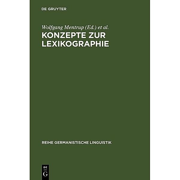 Konzepte zur Lexikographie / Reihe Germanistische Linguistik Bd.38