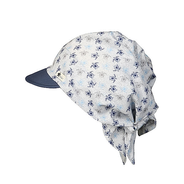 Sterntaler Kopftuch SCHILDKRÖTEN mit Schirm in grau/dunkelblau