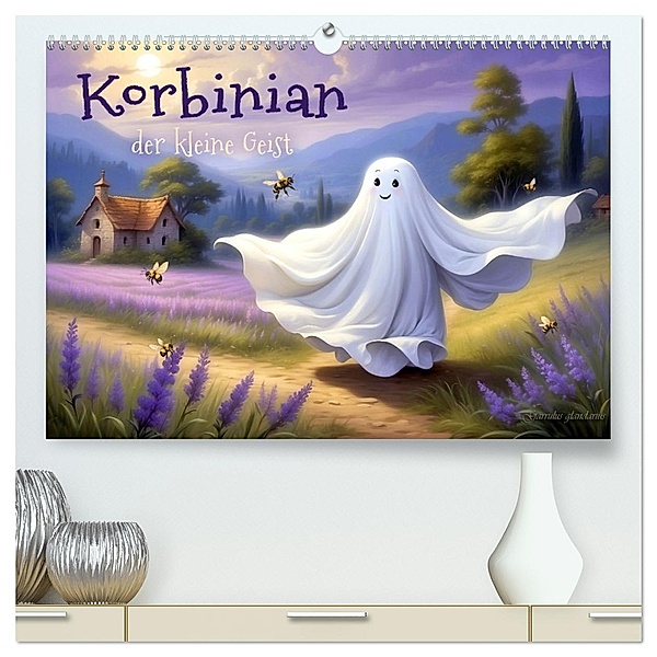 Korbinian, der kleine Geist (hochwertiger Premium Wandkalender 2024 DIN A2 quer), Kunstdruck in Hochglanz, Calvendo, Garrulus glandarius