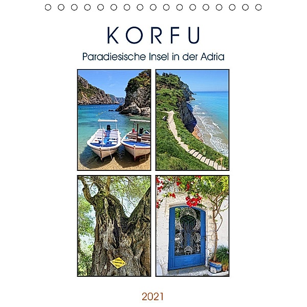 Korfu - Paradiesische Insel in der Adria (Tischkalender 2021 DIN A5 hoch), Anja Frost