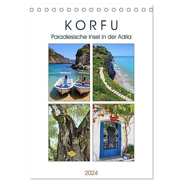 Korfu - Paradiesische Insel in der Adria (Tischkalender 2024 DIN A5 hoch), CALVENDO Monatskalender, Anja Frost