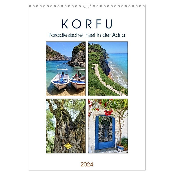 Korfu - Paradiesische Insel in der Adria (Wandkalender 2024 DIN A3 hoch), CALVENDO Monatskalender, Anja Frost