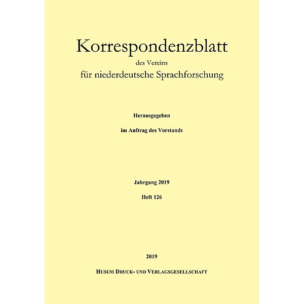 Korrespondenzblatt des Vereins für niederdeutsche Sprachforschung