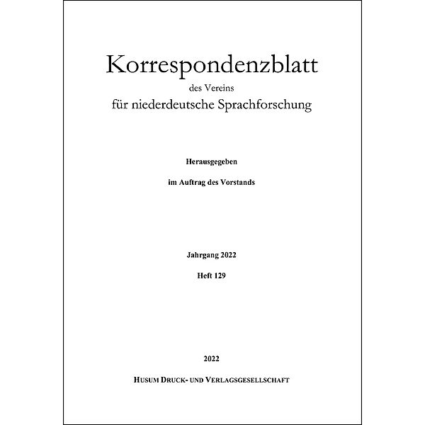 Korrespondenzblatt des Vereins für niederdeutsche Sprachforschung