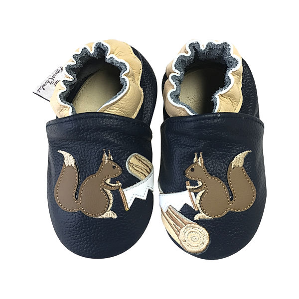 Rose et Chocolat Krabbelschuhe SQUIRRELS in navy