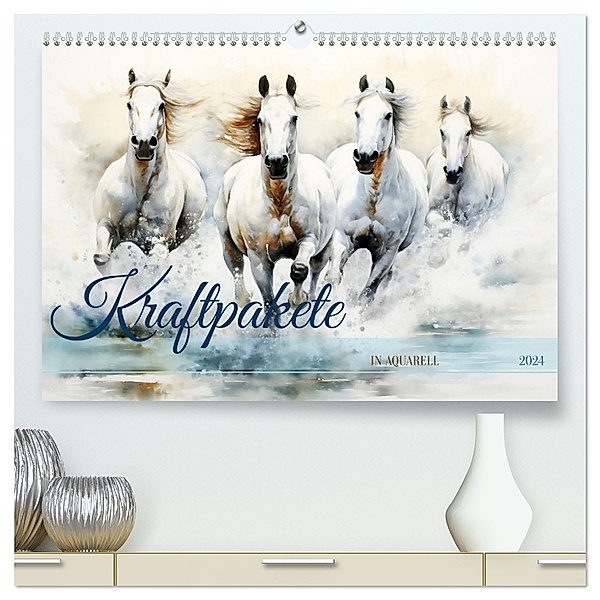 Kraftpakete in Aquarell (hochwertiger Premium Wandkalender 2024 DIN A2 quer), Kunstdruck in Hochglanz, Calvendo, Daniela Tapper