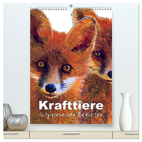 Krafttiere - Inspirierende Begleiter voller Magie und Seele (hochwertiger Premium Wandkalender 2024 DIN A2 hoch), Kunstdruck in Hochglanz, Astrid Ryzek