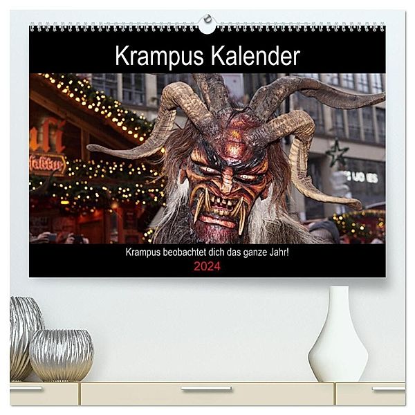 Krampus Kalender 2024 (hochwertiger Premium Wandkalender 2024 DIN A2 quer), Kunstdruck in Hochglanz, Christian Mueller