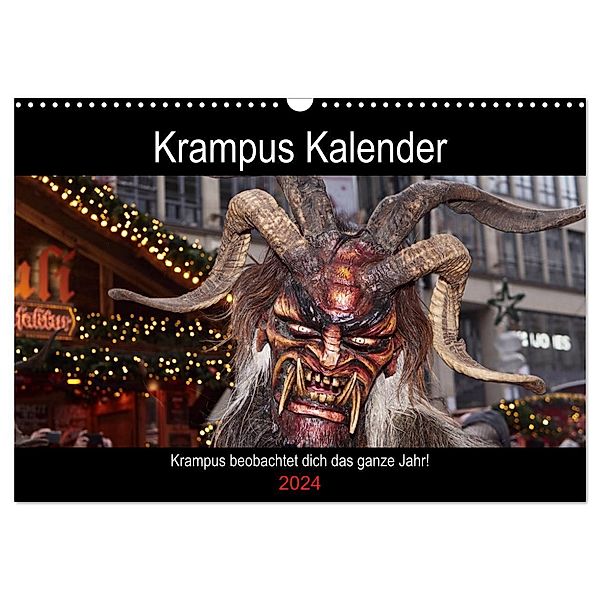 Krampus Kalender 2024 (Wandkalender 2024 DIN A3 quer), CALVENDO Monatskalender, Christian Mueller