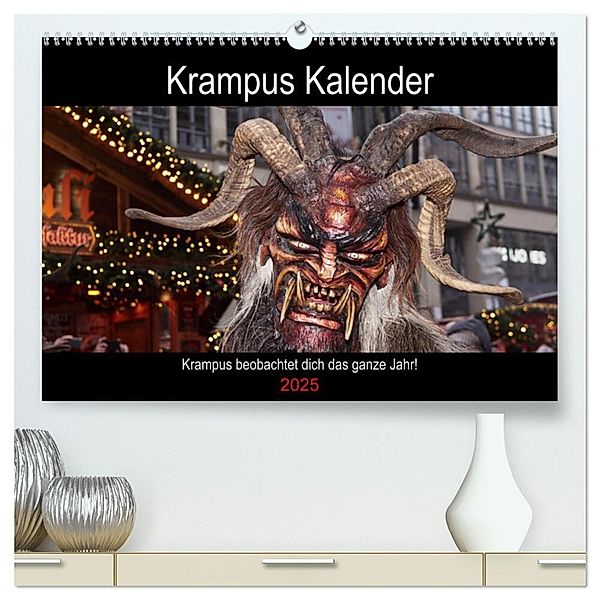 Krampus Kalender 2025 (hochwertiger Premium Wandkalender 2025 DIN A2 quer), Kunstdruck in Hochglanz, Calvendo, Christian Mueller