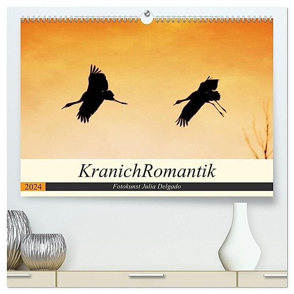 KranichRomantik (hochwertiger Premium Wandkalender 2024 DIN A2 quer), Kunstdruck in Hochglanz, Julia Delgado